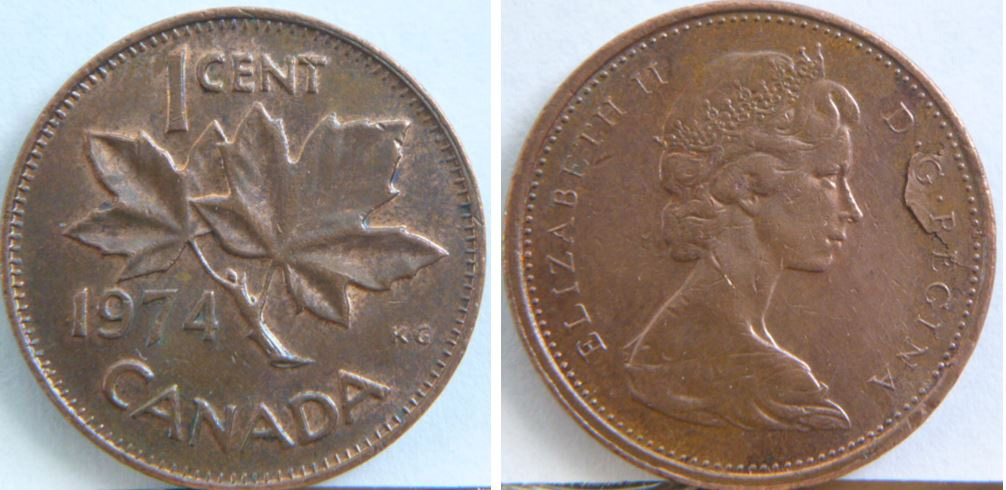 1974 CANADA 1 CENT PROOF-LIKE PENNY COIN 