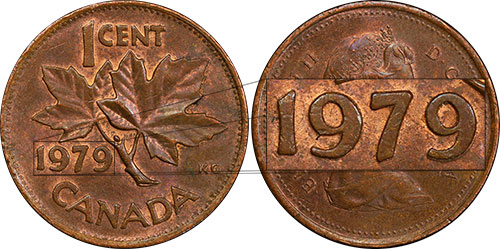 1 cent 1979 Double 9 Canada