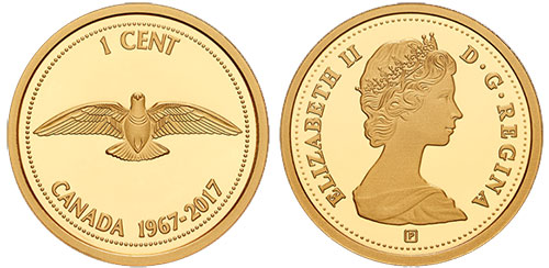 1 cent 2017 - Silver Gold Plated