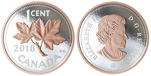 1 cent 2018 - Silver Rose Gold Plated