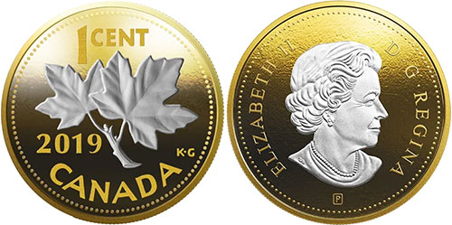 1 cent 2019 - Gold Plated