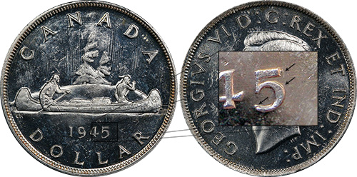 1 dollar 1945 - 5/5 - 5 over 5