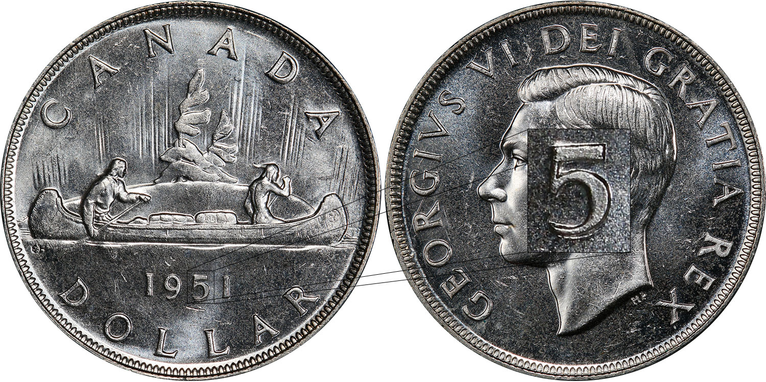 1950 Canada Silver Dollar Graded as Brilliant Uncirculated 
