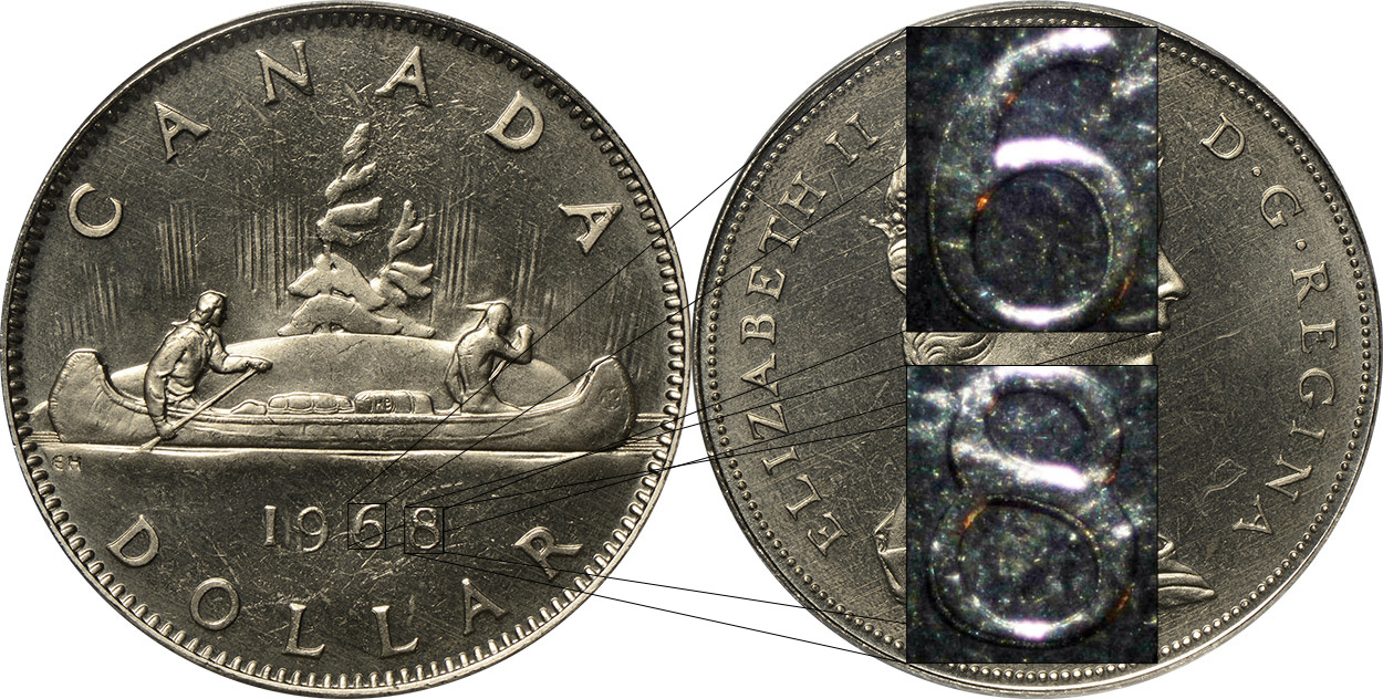 Coins and Canada - 1 dollar 1968 - Canadian coins price guide 