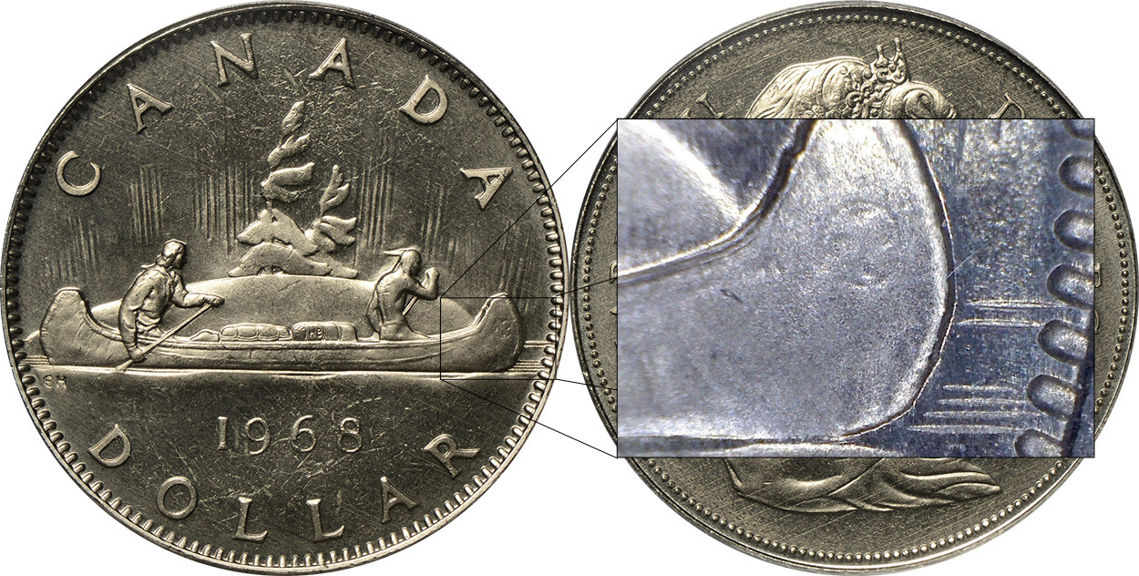 Brilliant Uncirculated 1968 Canada Normal Island 1 Dollar From Mint's Roll 