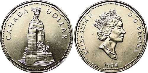 1 dollar 1994 Peace Peacekeeping Canada
