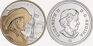1 dollar 2008 - Champlain Gold Plated Quebec City Ville de Quebec