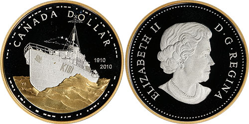 Silver dollar 2010 Navy Gold Plated