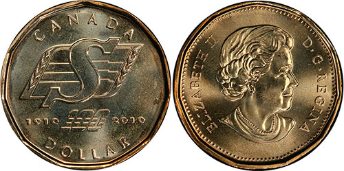 1 dollar 2010 Saskatchewan Roughriders Canada