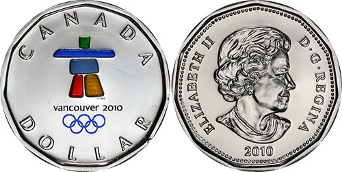 Silver dollar 2010 Vancouver 2010 Coloured Lucky