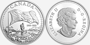 1 dollar 2015 Silver Canadian Flag Canada