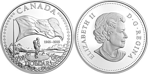 1 dollar 2015 Silver Canadian Flag Canada
