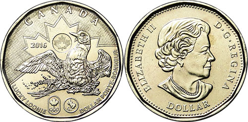 1 dollar 2016 Olympic Loon Lucky Loonie Canada