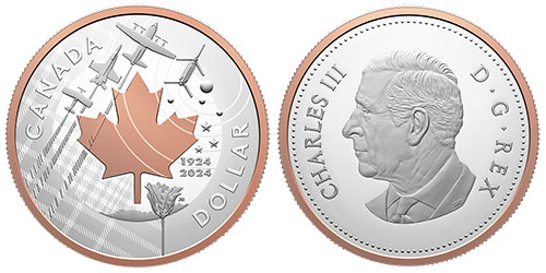 1 dollar 2024 Royal Canadian Air Force Pink Gold Plated