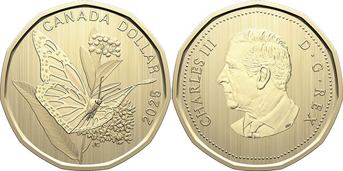 1 dollar 2025 Monarch Butterfly Canada
