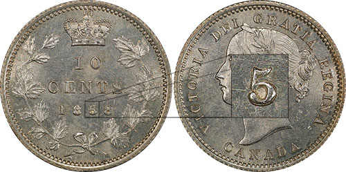 10 cents 1858 - 5/5 - 5 over 5
