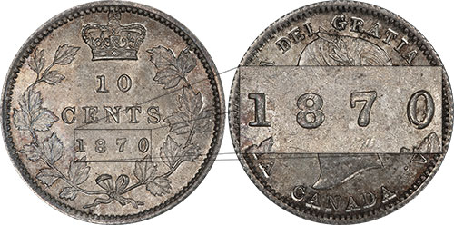 10 cents 1870 Narrow 0 over 0