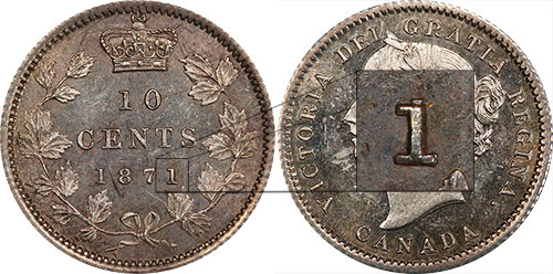 10 cents 1871 1 over 1