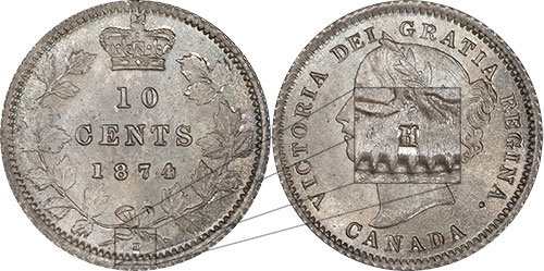 10 cents 1874 H