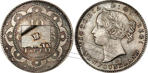 10 cents 1876 H Newfoundland