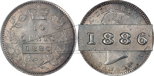 10 cents 1886 Large pointed 6