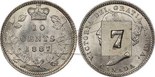 10 cents 1887 - 7 over 7