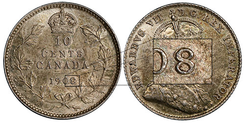 10 cents 1908 Double 8 Canada