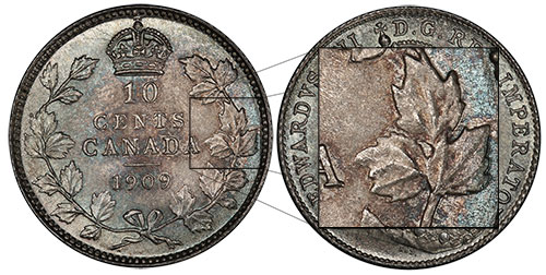 10 cents 1909 Victorian Leaves Canada