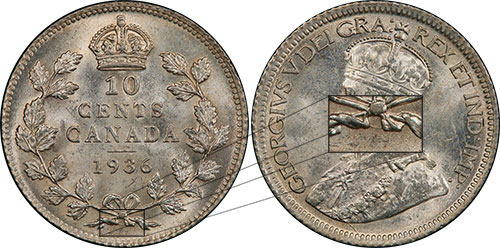 10 cents 1936 Bar Canada