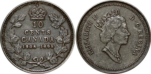 10 cents 1998 - 1908-1998 - Canada