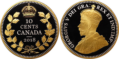 10 cents 2018 Silver Gold 1936 Dot - Canada