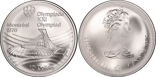 10 dollars 1976 Stadium Montreal Olympic Silver Coin 1976 Canada