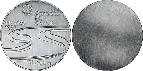 10 dollars 1976 Uniface Canoeing Montreal Olympic Silver Coin 1976 Canada