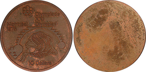 10 dollars 1976 Uniface Shot Put Copper Montreal Olympic Silver Coin 1976 Canada