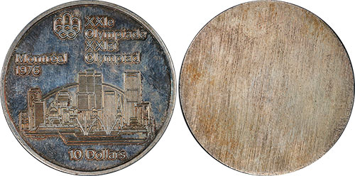 10 dollars 1976 Uniface Skyline 18% Silver Montreal Olympic Silver Coin 1976 Canada