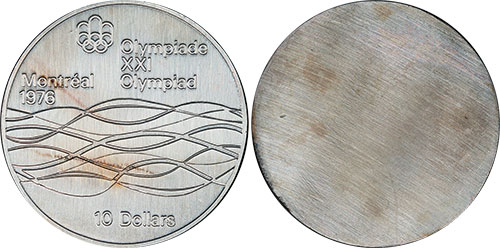 10 dollars 1976 Uniface Water Montreal Olympic Silver Coin 1976 Canada