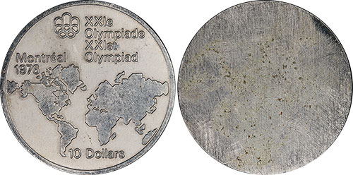 10 dollars 1976 Uniface World Map Cupro Nickel Montreal Olympic Silver Coin 1976 Canada