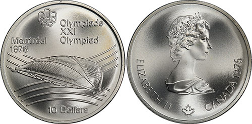 10 dollars 1976 Velodrome Montreal Olympic Silver Coin 1976 Canada