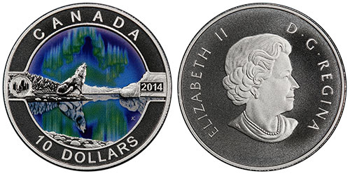 10 dollars 2014 Northern Lights Canada