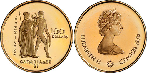 100 dollars 1976 Montreal Olympic Gold Coin 22 Karats Canada