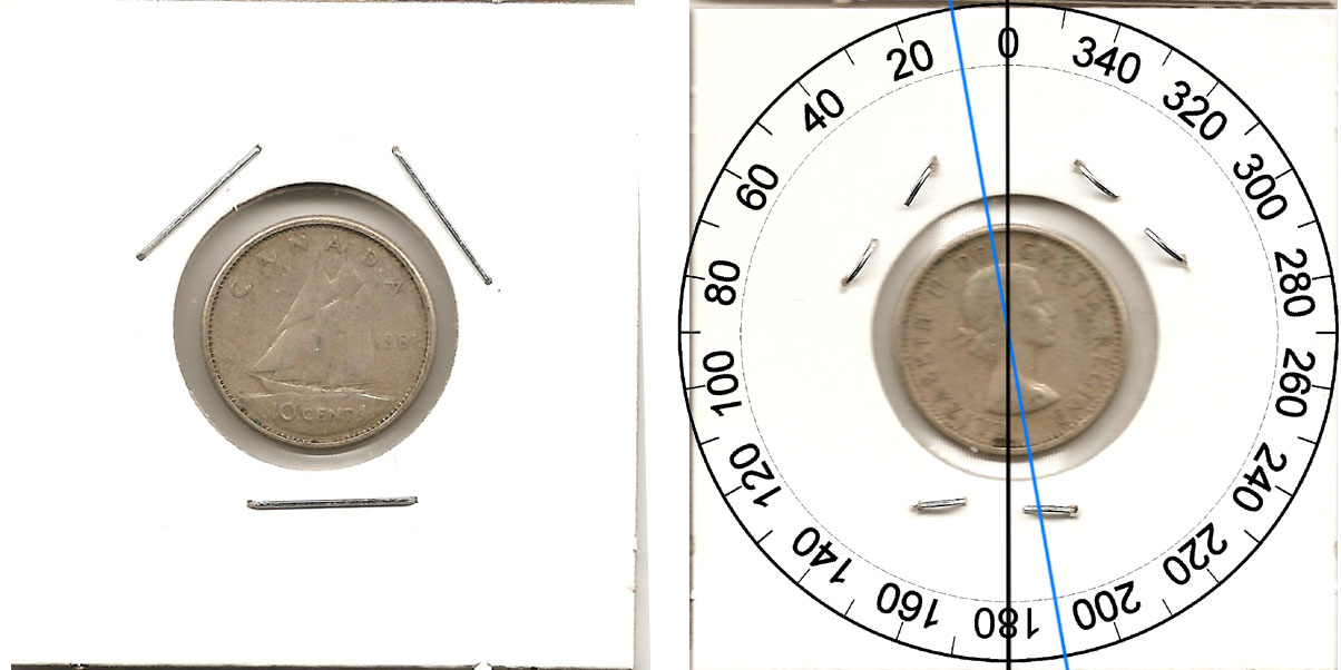 2.33grams, 80% Silver Canada  1961 10 cent Dime coin 
