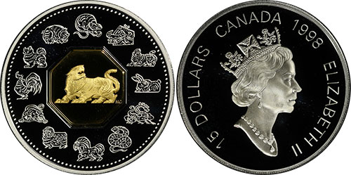 15 dollars 1998 Year of the Tiger Canada