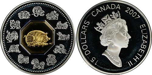 15 dollars 2007 Year of the Pig Canada