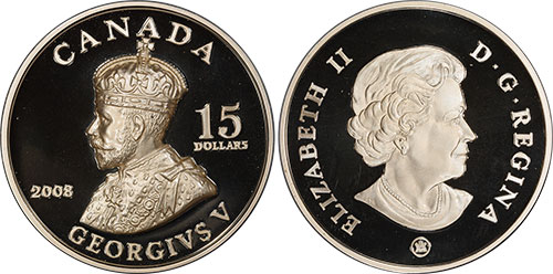 15 dollars 2008 King George V Canada