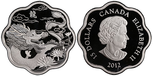 15 dollars 2012 Year of the Dragon Lotus Canada