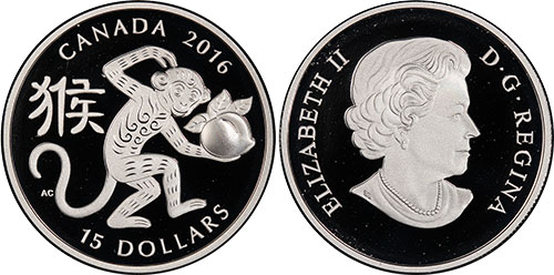 15 dollars 2016 Year of the Monkey Canada
