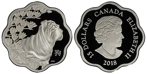 15 dollars 2018 Year of the Dog Lotus Canada