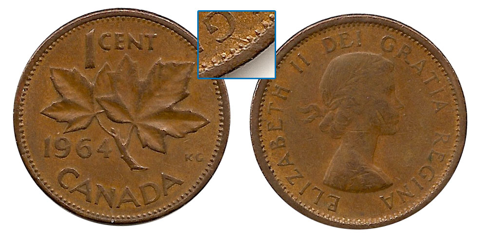 Kanada CANADA 1 Cent 1964 from SPECIMEN SET bronze SCARCE