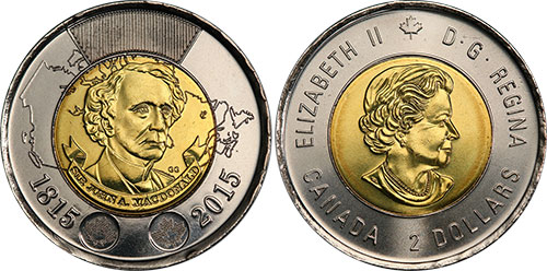 2 dollars 2015 John A. Macdonald Canada