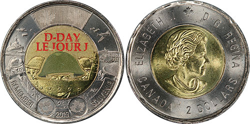 2 dollars 2019 D-Day Colour Canada